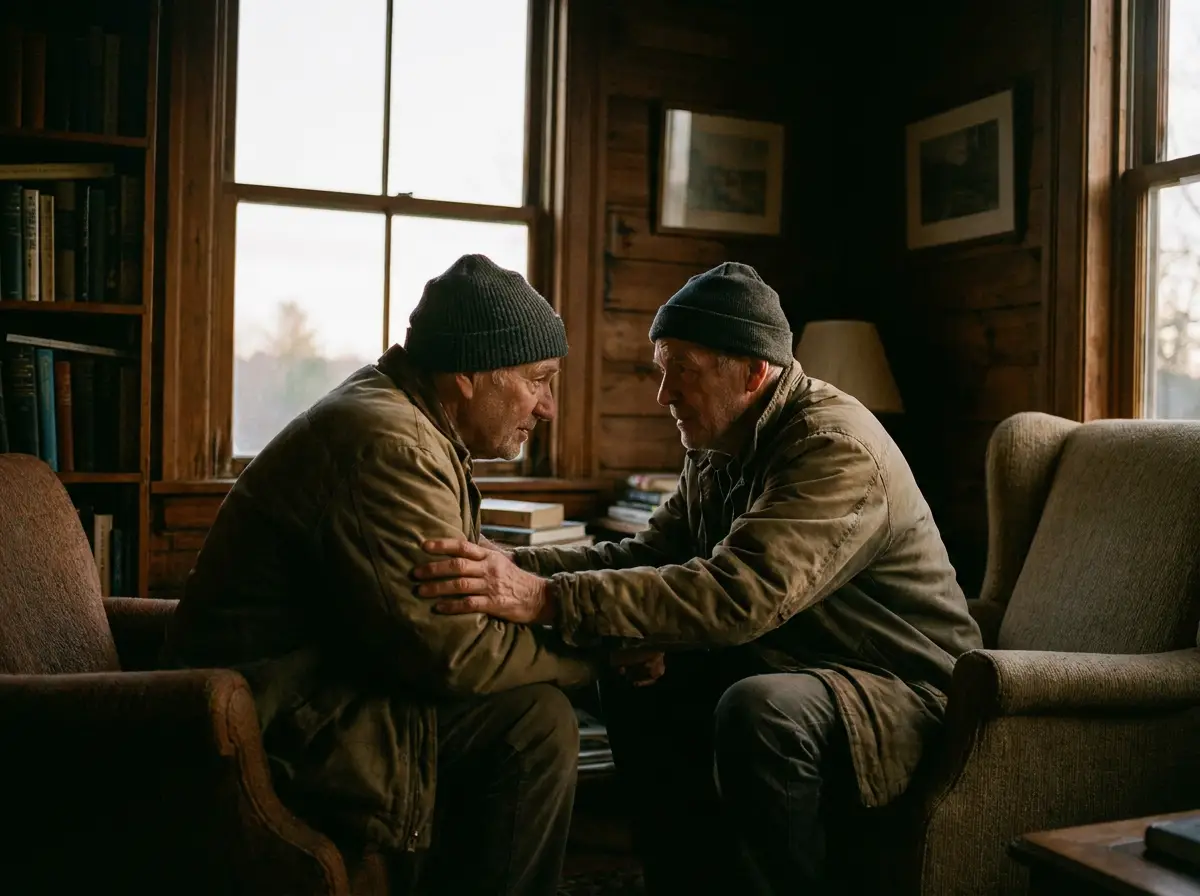 A man on the phone offering a steady voice to someone through a hard moment